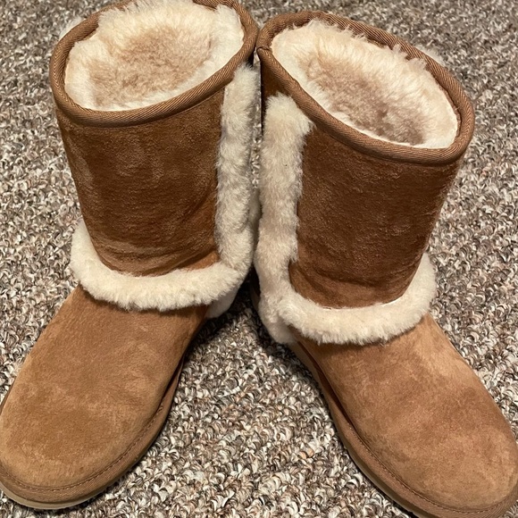 UGG Brown and Cream Shearling Boots - Picture 2 of 5